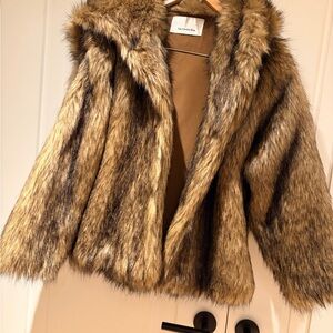 The Frankie Shop Brown Faux Fur Coat